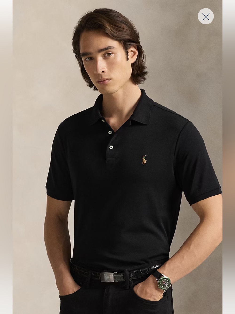 Polo Ralph Lauren Black Polo Shirt Classic Fit Medium Smooth Soft Cotton Preppy
